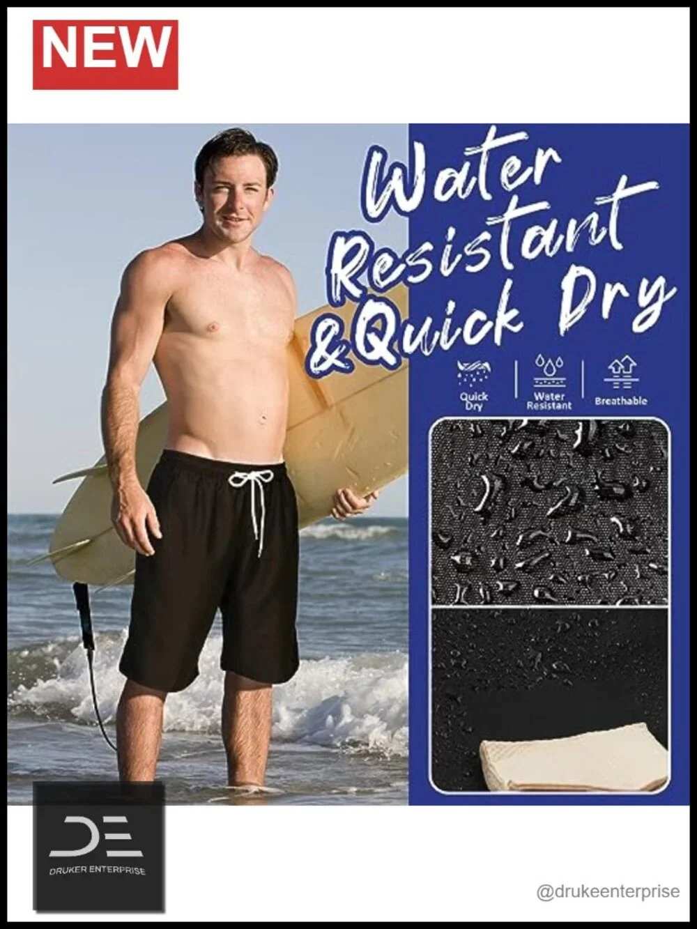 Quick Dry Swim Trunks 11 Inch with Mesh Lining
